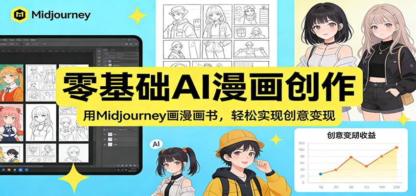 零基础AI漫画创作：用Midjourney画漫画书，轻松实现创意变现-迦哆网创社