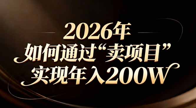 站在2026年的十字路口：一个普通人如何通过卖项目实现年入200万-迦哆网创社