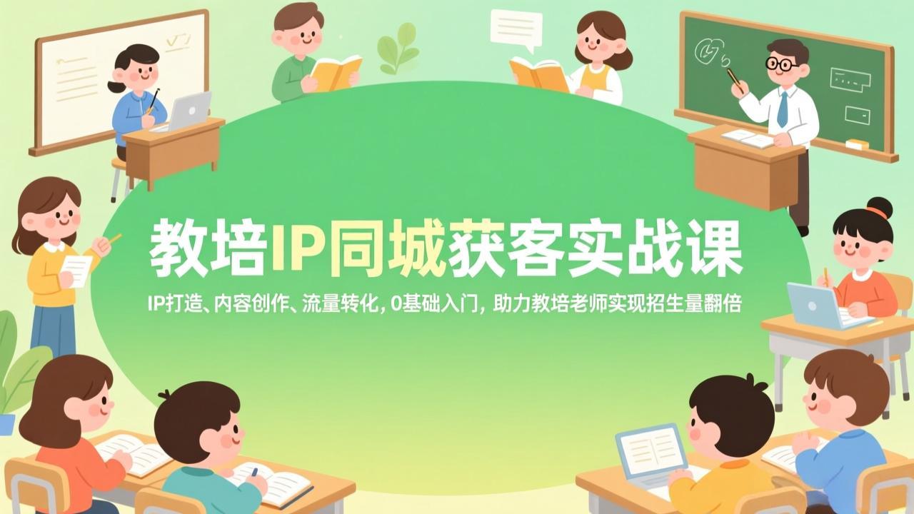 教培IP同城获客实战课，IP打造、内容创作、流量转化，0基础入门，助力教培老师实现招生量翻倍-迦哆网创社