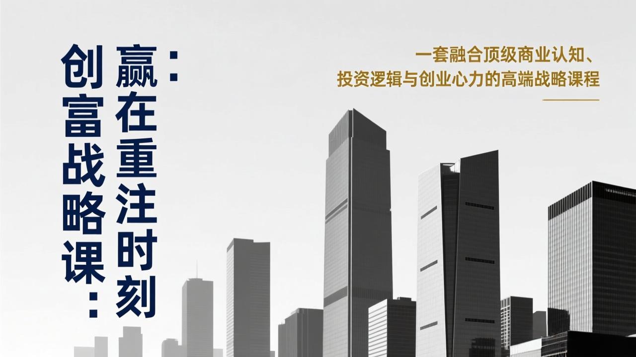 《创富战略课：赢在重注时刻》一套融合顶级商业认知、投资逻辑与创业心力的高端战略课程-迦哆网创社