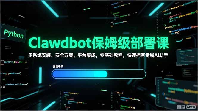 Clawdbot保姆级部署课，多系统安装、安全方案、平台集成，零基础教程，快速拥有专属AI助手-迦哆网创社