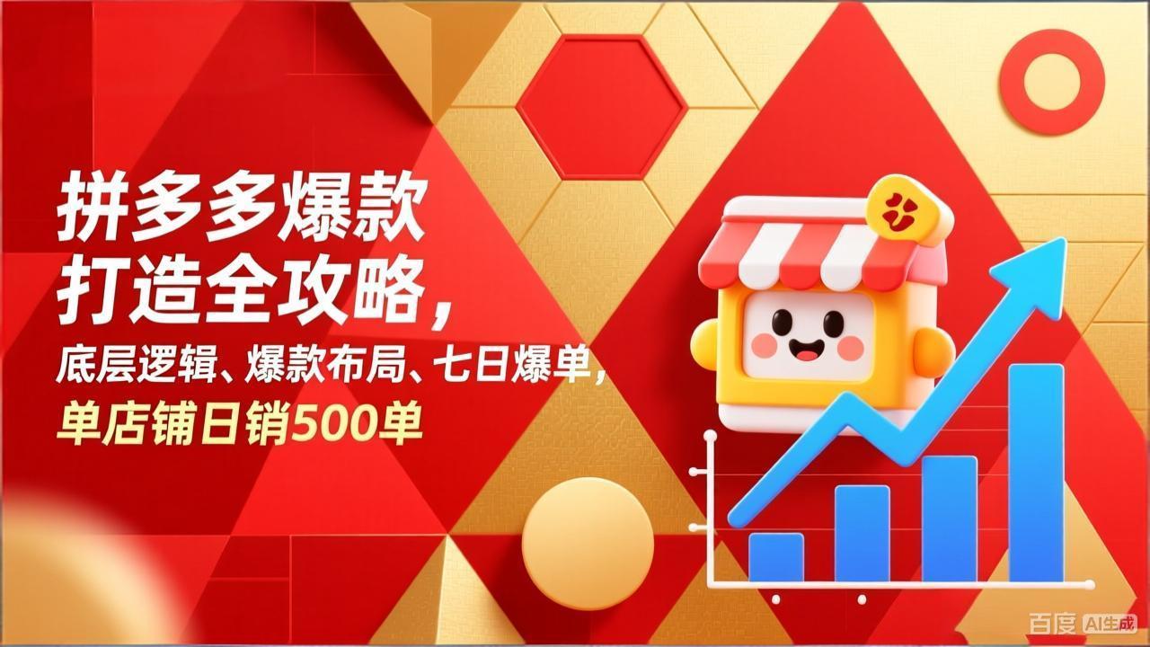 拼多多爆款打造全攻略，底层逻辑、爆款布局、七日爆单，单店铺日销500单-迦哆网创社
