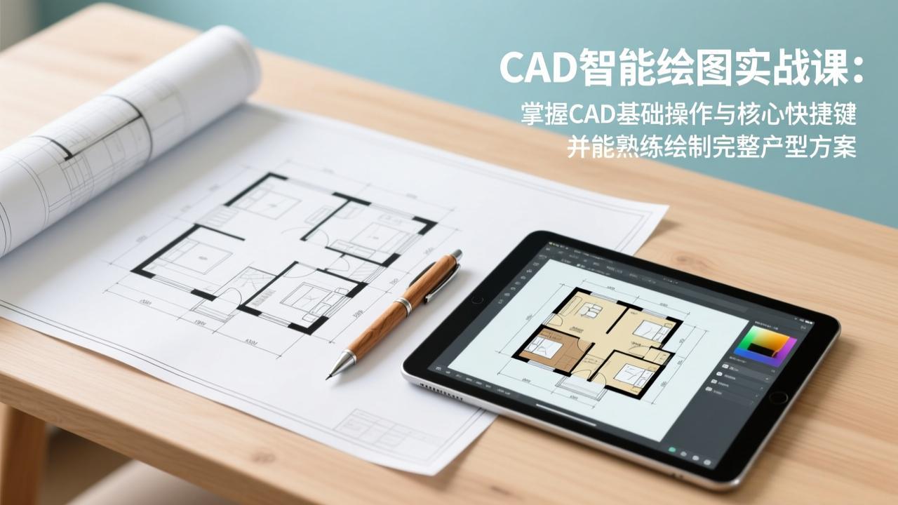 CAD智能绘图实战课：掌握CAD基础操作与核心快捷键，并能熟练绘制完整户型方案-迦哆网创社