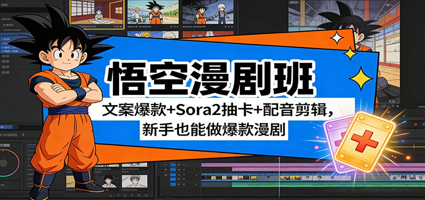 悟空漫剧班：文案爆款+Sora2抽卡+配音剪辑，新手也能做爆款漫剧-迦哆网创社