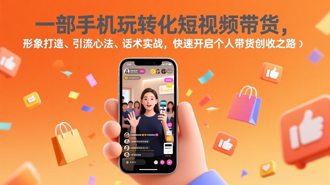 一部手机玩转化短视频带货，形象打造、引流心法、话术实战，快速开启个人带货创收之路-迦哆网创社