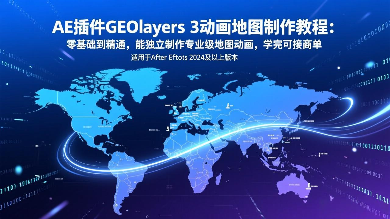 AE插件GEOlayers 3动画地图制作教程：零基础到精通，能独立制作专业级地图动画，学完可接商单-迦哆网创社