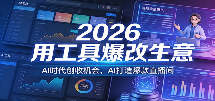 2026用工具爆改生意，AI时代创收机会，AI打造爆款直播间-迦哆网创社