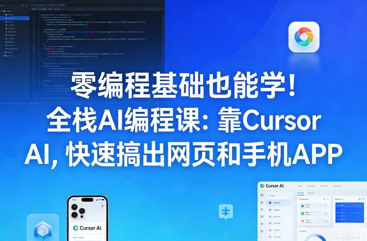 零编程基础也能学！全栈AI编程课：靠Cursor AI，快速搞出网页和手机APP-迦哆网创社