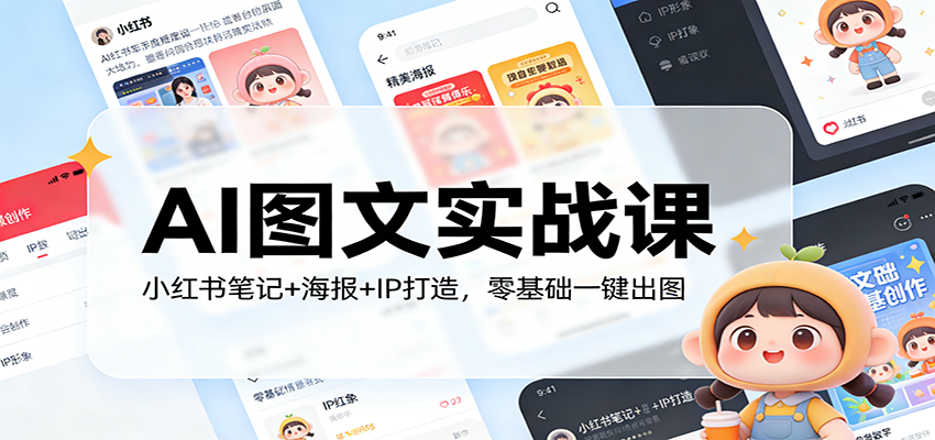 AI图文实战课：小红书笔记+海报+IP打造，零基础一键出图-迦哆网创社