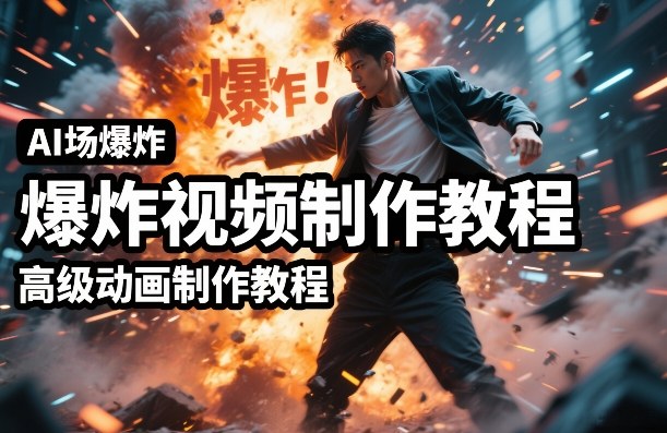 AI场景爆炸视频制作教程，利用人物实拍视频制作出高级的动画特效-迦哆网创社