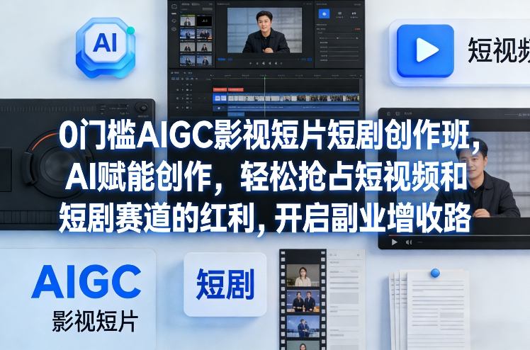 0门槛AIGC影视短片短剧创作班，AI赋能创作，轻松抢占短视频和短剧赛道的红利，开启副业增收路-迦哆网创社