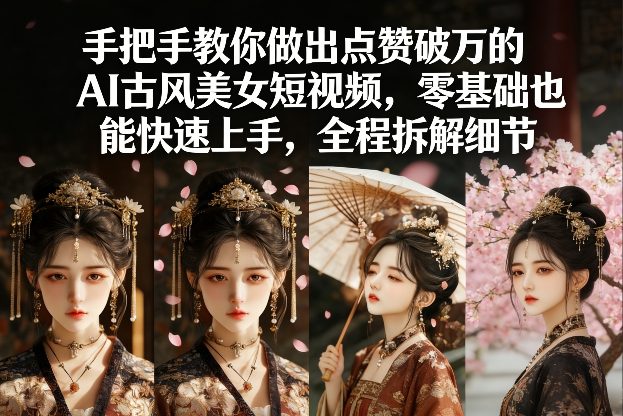 手把手教你做出点赞破万的AI古风美女短视频，零基础也能快速上手，全程拆解细节-迦哆网创社