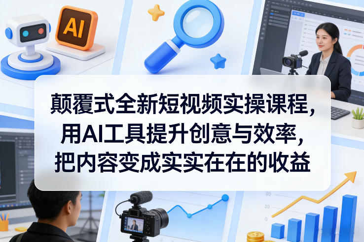 颠覆式全新短视频实操课程，用AI工具提升创意与效率，把内容变成实实在在的收益-迦哆网创社