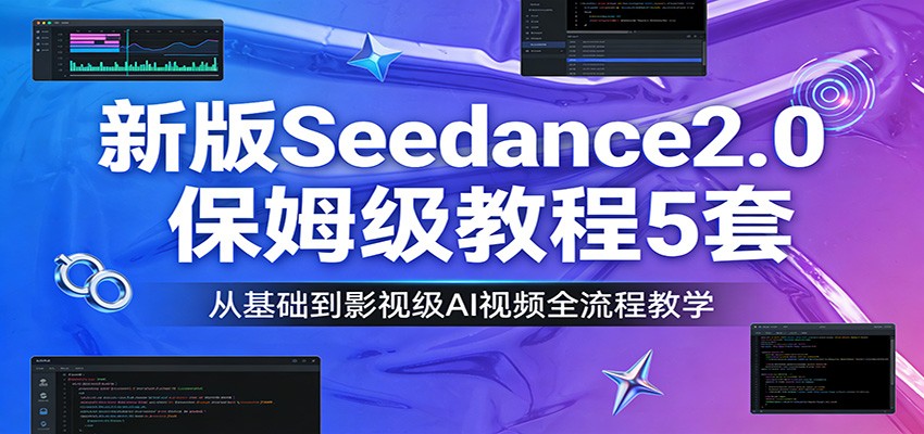 新版Seedance2.0保姆级教程5套：从基础到影视级AI视频全流程教学-迦哆网创社