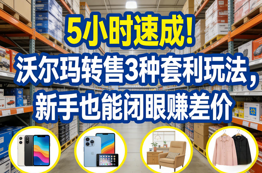 5小时速成！沃尔玛转售3种套利玩法，新手也能闭眼賺差价-迦哆网创社
