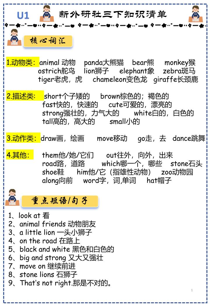 三下外研版英语知识点清单12页-迦哆网创社