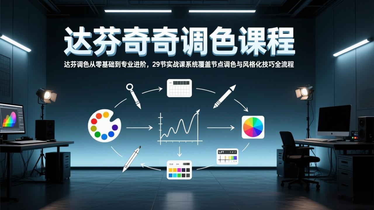 达芬奇调色从零基础到专业进阶，29节实战课系统覆盖节点调色与风格化技巧全流程-迦哆网创社