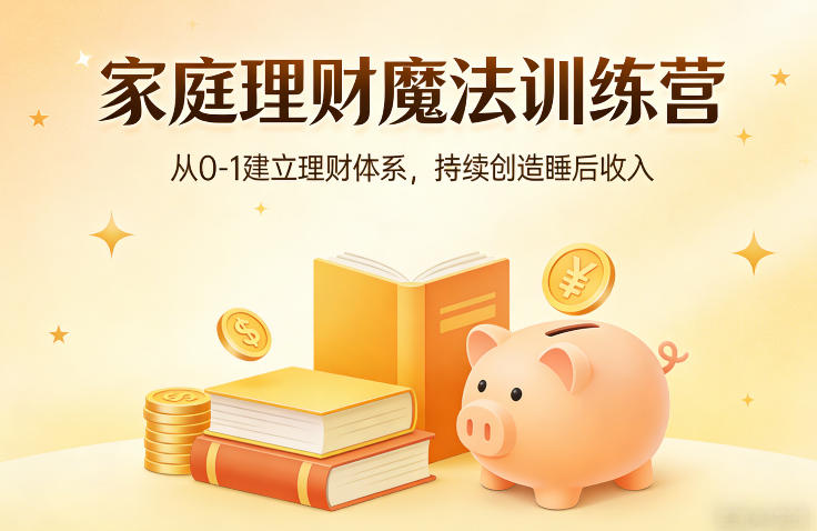 家庭理财魔法训练营，从0-1建立理财体系，持续创造睡后收入-迦哆网创社