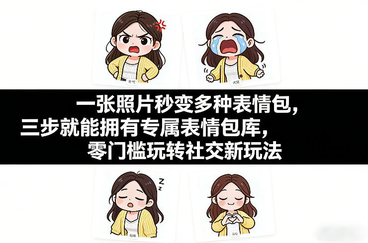 一张照片秒变多种表情包，三步就能拥有专属表情包库，零门槛玩转社交新玩法【文档】-迦哆网创社