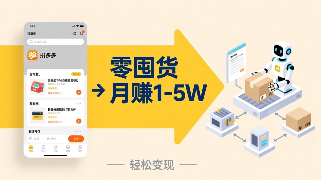 不用囤货不用跑单！拼多多虚拟玩法，机器人管理发货和客服，帮你月赚 1-5W-迦哆网创社