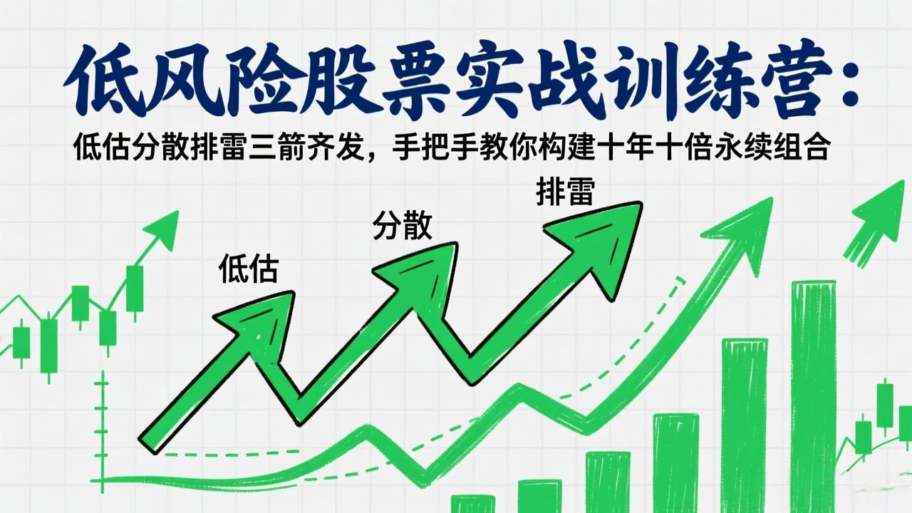 低风险股票实战训练营：低估分散排雷三箭齐发，手把手教你构建十年十倍永续组合-迦哆网创社