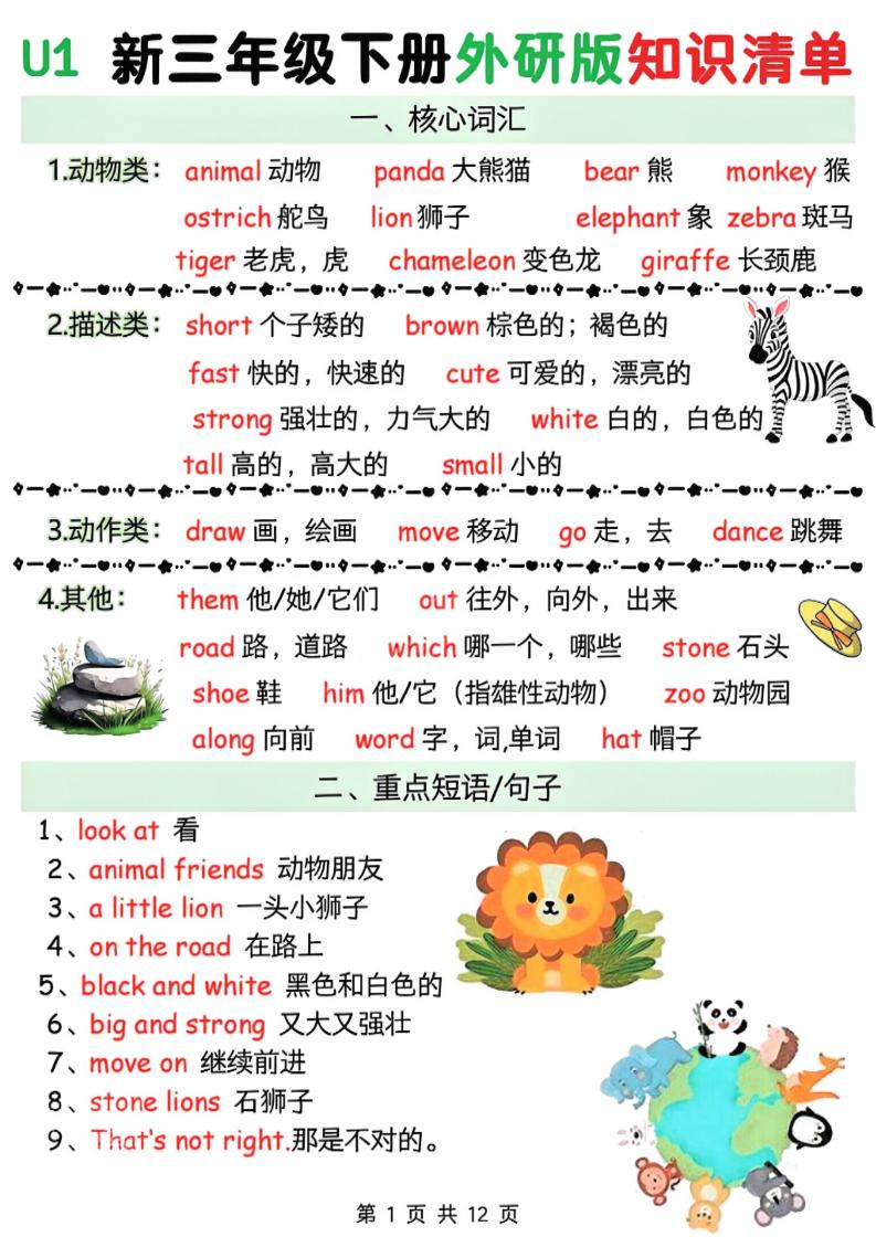 三年级下英语知识清单《外研版（三起）》-迦哆网创社