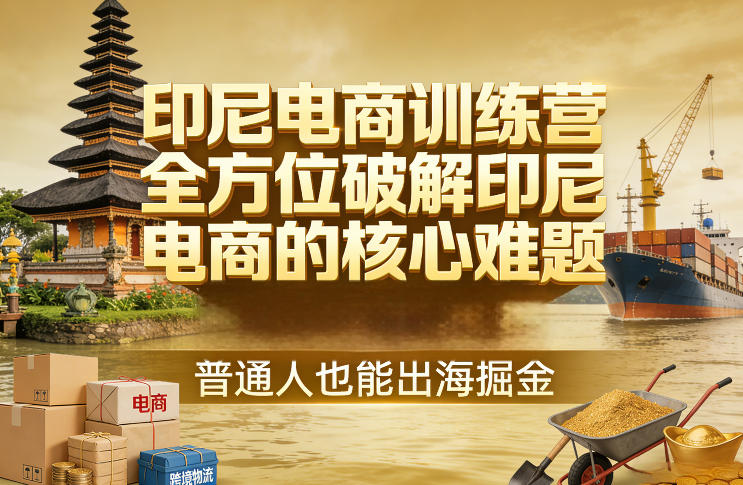 印尼电商训练营，全方位破解印尼电商的核心难题，普通人也能出海掘金-迦哆网创社