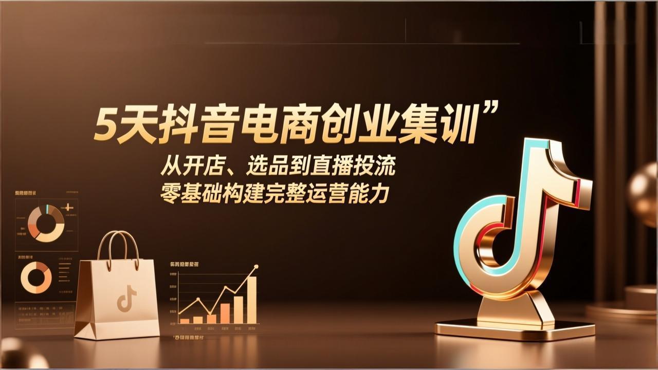 5天抖音电商创业集训：从开店、选品到直播投流，零基础构建完整运营能力-迦哆网创社