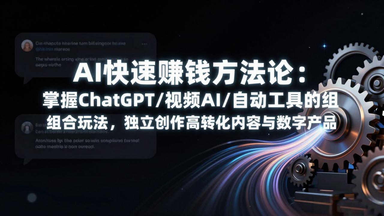 AI快速赚钱方法论：掌握ChatGPT/视频AI/自动化工具的组合玩法，独立创作高转化内容与数字产品-迦哆网创社