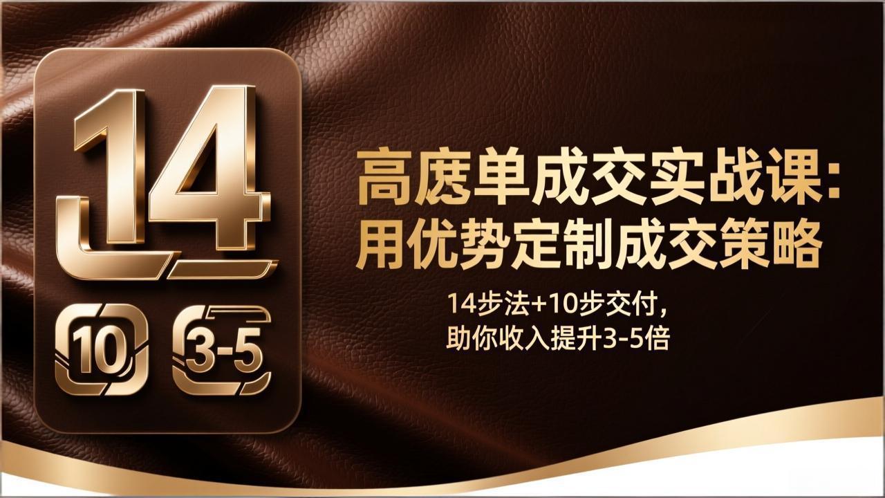 高客单成交实战课：用优势定制成交策略，14步法+10步交付，助你收入提升3-5倍-迦哆网创社