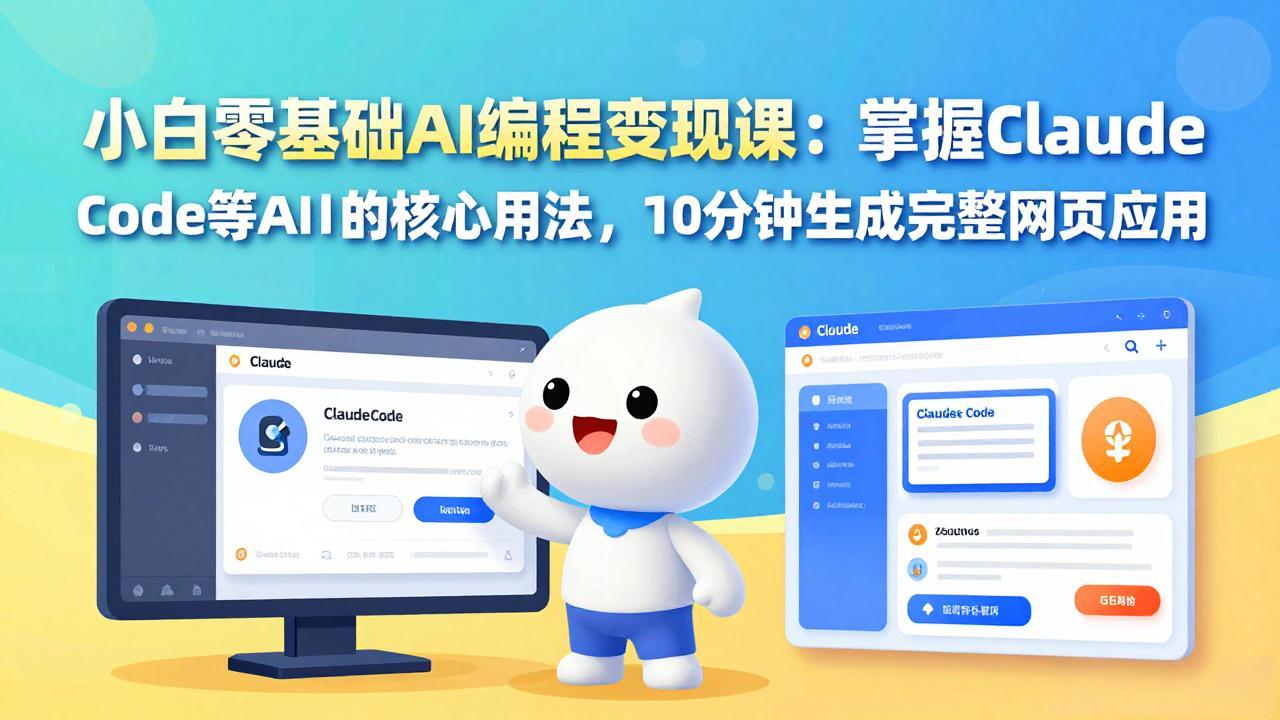 小白零基础AI编程变现课：掌握Claude Code等AI工具的核心用法，10分钟生成完整网页应用-迦哆网创社
