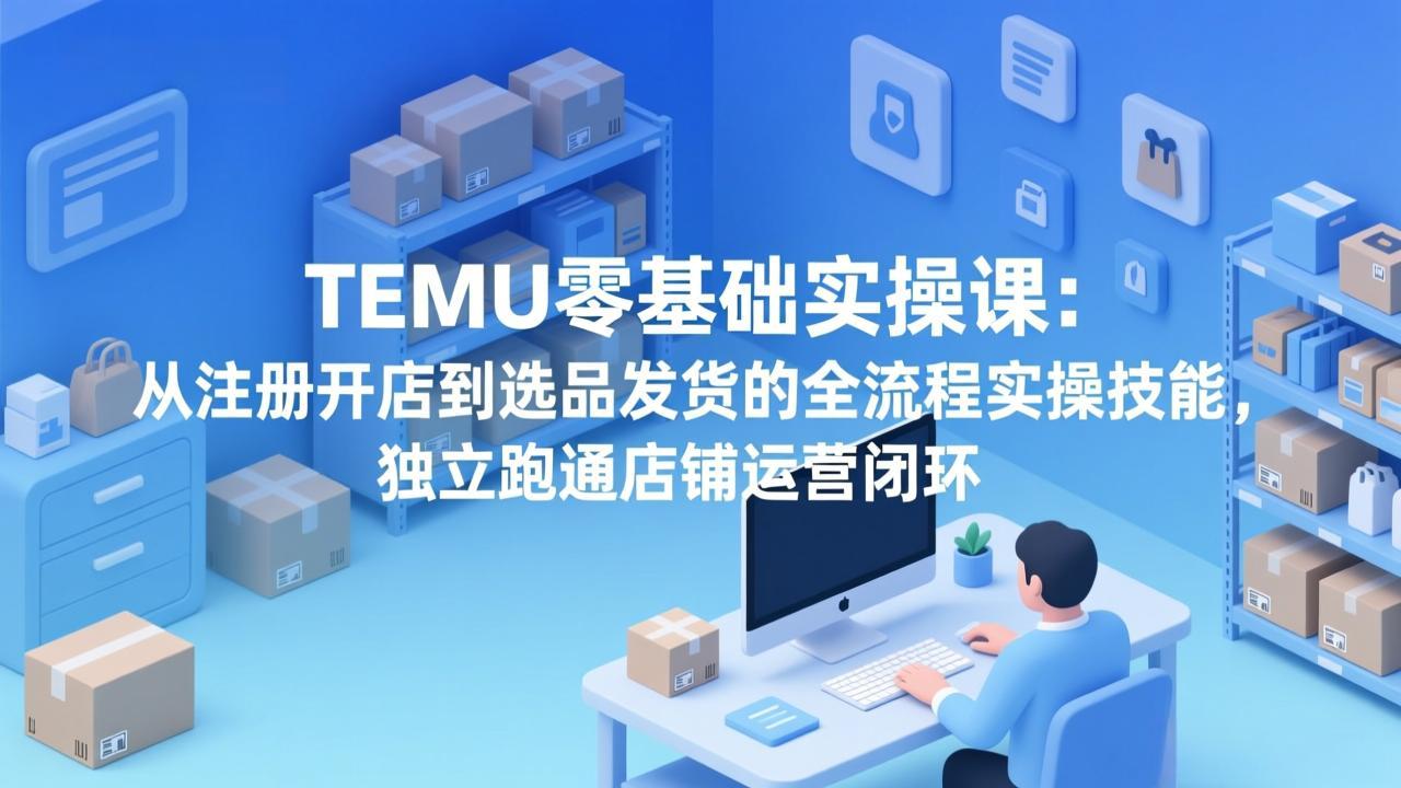 TEMU零基础实操课：从注册开店到选品发货的全流程实操技能，独立跑通店铺运营闭环-迦哆网创社