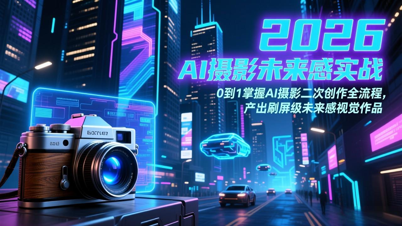 2026 AI摄影未来感实战:0到1掌握AI摄影二次创作全流程,产出刷屏级未来感视觉作品-迦哆网创社