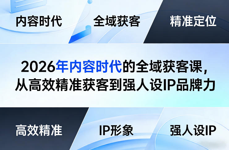 2026年内容时代的全域获客课，从高效精准获客到强人设IP品牌力-迦哆网创社