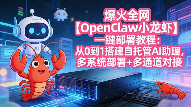 爆火全网【OpenClaw 小龙虾】一键部署教程：从0到1搭建自托管AI助理，多系统部署+多通道对接-迦哆网创社