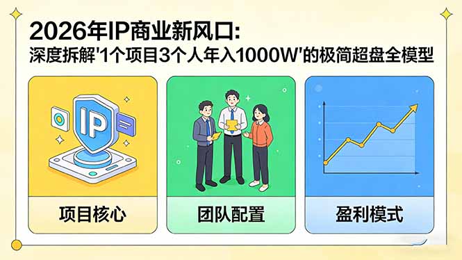 2026年IP商业新风口:深度拆解“1个项目3个人年入1000W”的极简超盘全模型-迦哆网创社