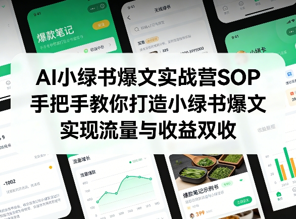 AI小绿书爆文实战营SOP，手把手教你打造小绿书爆文，实现流量与收益双收-迦哆网创社