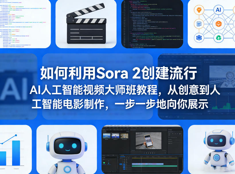 如何利用Sora 2创建流行AI人工智能视频大师班教程，从创意到人工智能电影制作，一步一步地向你展示-迦哆网创社
