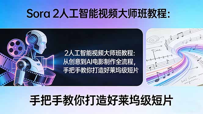 Sora 2人工智能视频大师班教程：从创意到AI电影制作全流程，手把手教你打造好莱坞级短片-迦哆网创社