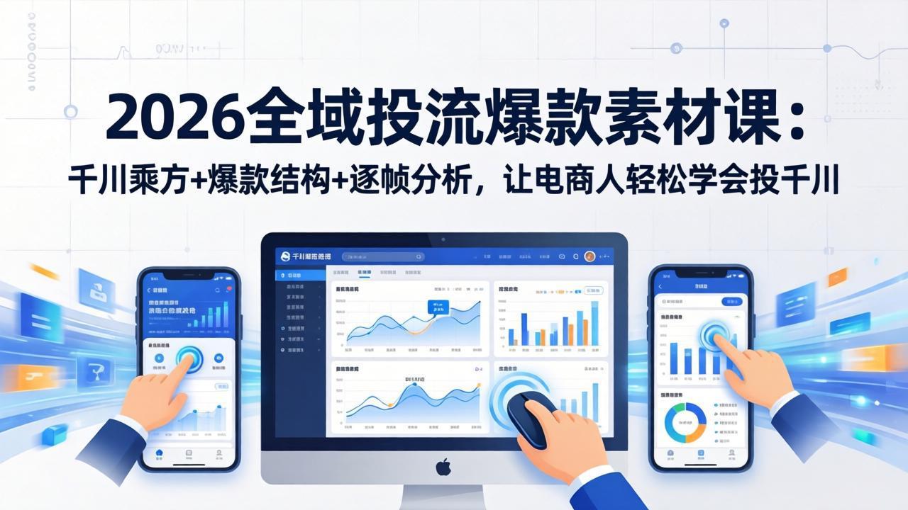 2026全域投流爆款素材课：千川乘方+爆款结构+逐帧分析，让电商人轻松学会投千川-迦哆网创社
