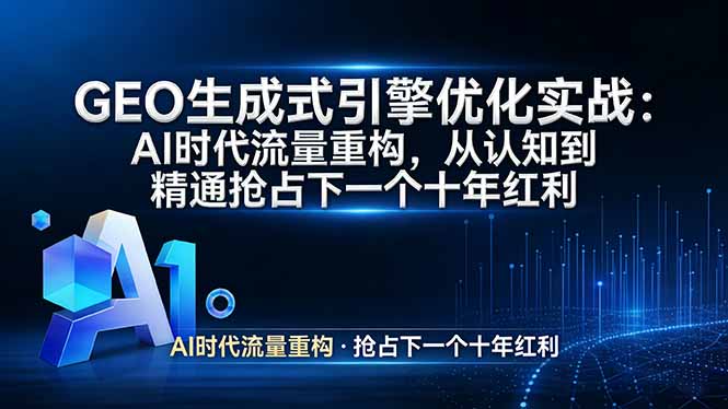 GEO 生成式引擎优化实战：AI时代流量重构，从认知到精通抢占下一个十年红利-迦哆网创社