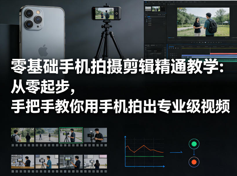 零基础手机拍摄剪辑精通教学：从零起步，手把手教你用手机拍出专业级视频-迦哆网创社