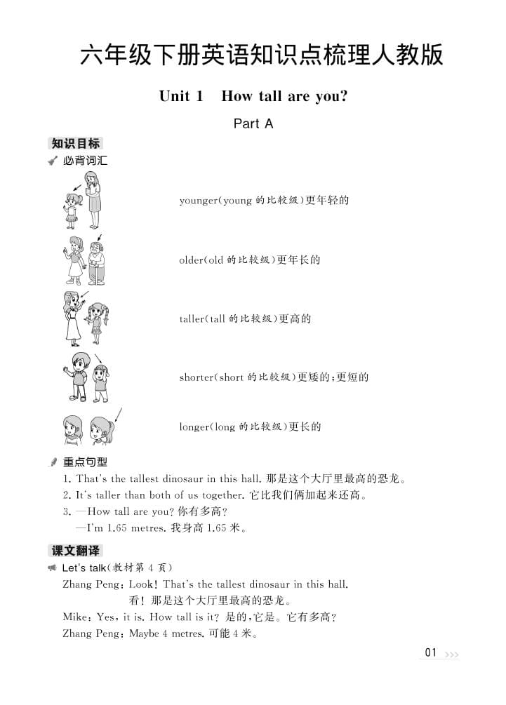 六年级下英语知识梳理《人教版PEP》-迦哆网创社
