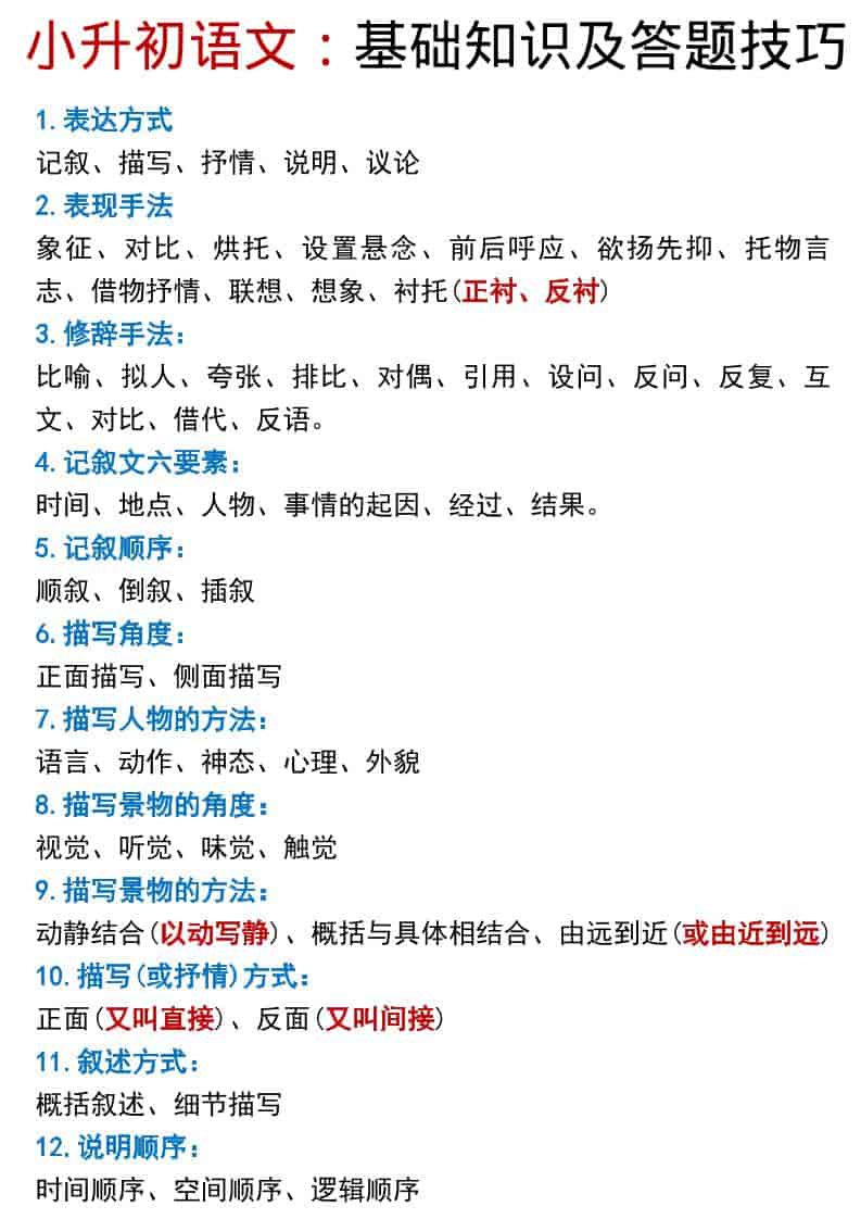 六年级下语文小升初基础知识及答题技巧pdf-迦哆网创社