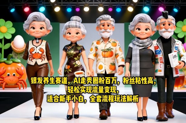 银发养生赛道，AI走秀圈粉百万，粉丝粘性高，轻松实现流量变现，适合新手小白，全套流程玩法解析-迦哆网创社