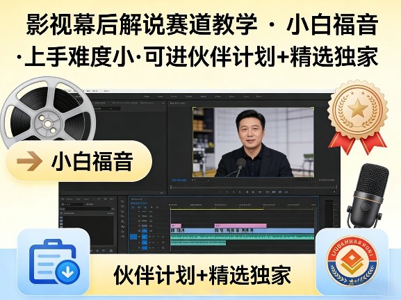 某大佬的影视幕后解说赛道教学，小白福音，上手难度小，可进伙伴计划+精选独家-迦哆网创社
