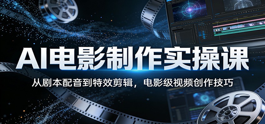 AI电影制作实操课：从剧本配音到特效剪辑，电影级视频创作技巧-迦哆网创社