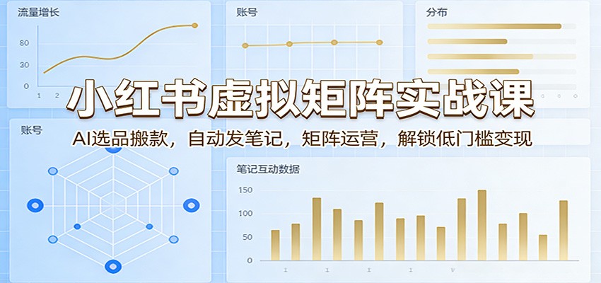 小红书虚拟矩阵实战课：AI选品搬款，自动发笔记，矩阵运营，解锁低门槛变现-迦哆网创社
