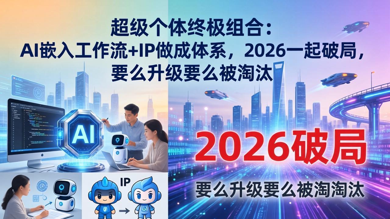 超级个体终极组合:AI嵌入工作流+IP做成体系,2026一起破局,要么升级要么被淘汰-迦哆网创社