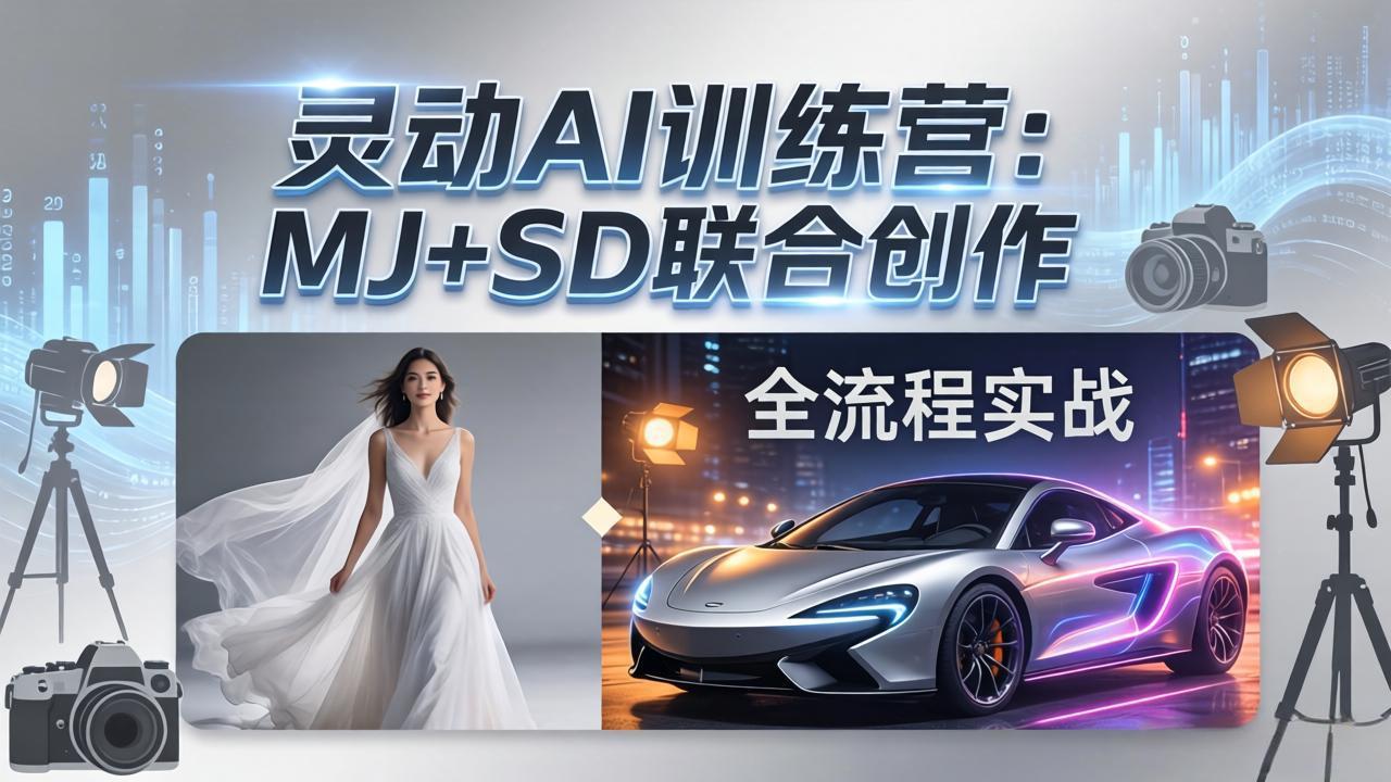 灵动AI训练营-3.0课程：MJ+SD联合创作，从婚纱大片到汽车广告，摄影后期全流程实战-迦哆网创社
